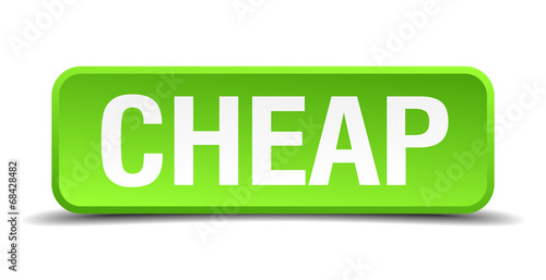 cheap green 3d realistic square isolated button
