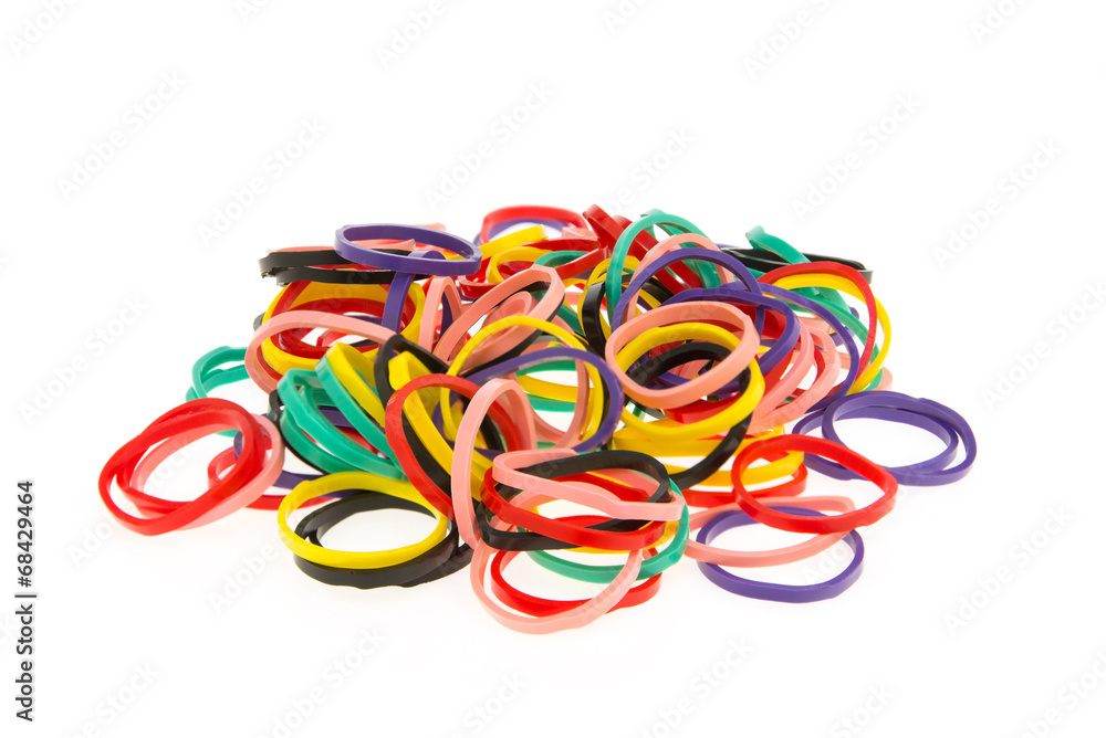 Colorful elastic bands isolated on a white background Colorful elastic bands isolated on a white background
