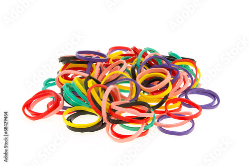 Colorful elastic bands isolated on a white background
