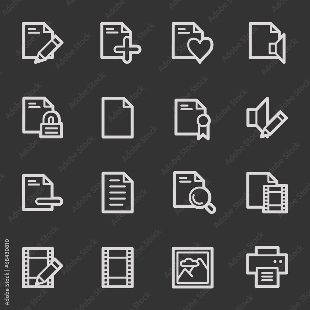 Document web icon set 1, grey set Document web icon set 1, grey set