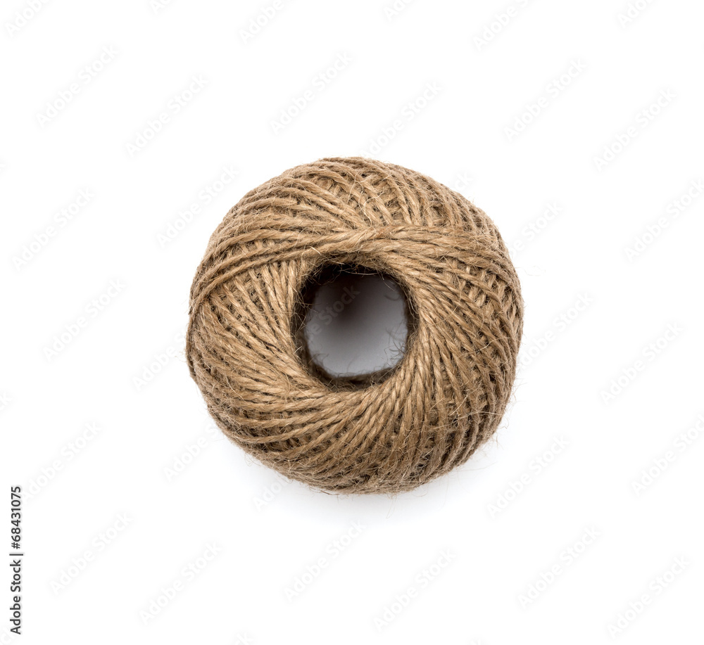 Skein of jute twine on the white background Skein of jute twine on the white background