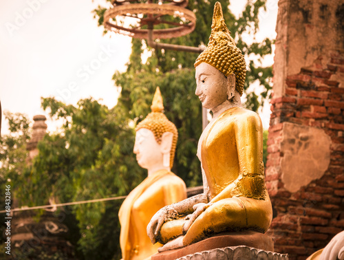 Seated buddha in Wat Phu Khao Thong. Ayutthaya Thailand.