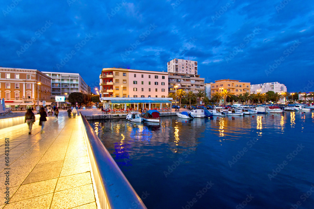Blue hour Zadar waterfront view