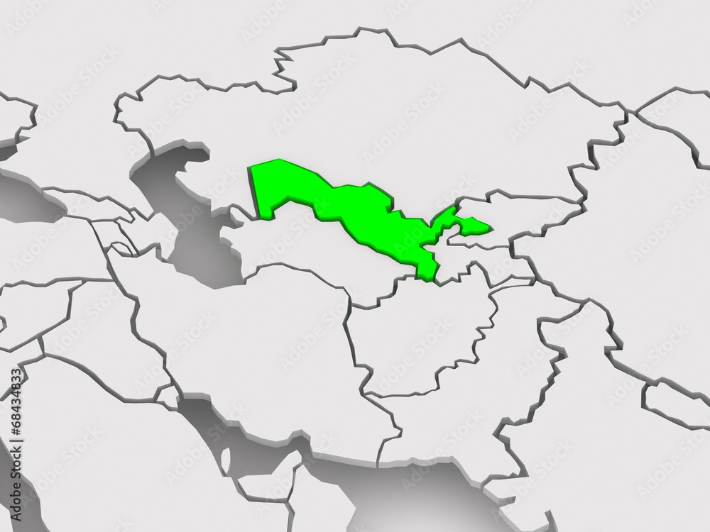 Fototapeta premium Map of worlds. Uzbekistan.