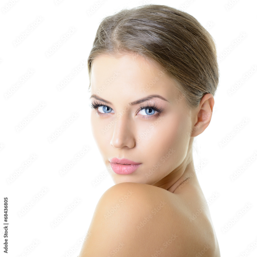Portrait of attractive young woman over whit Portrait of attractive young woman over whit