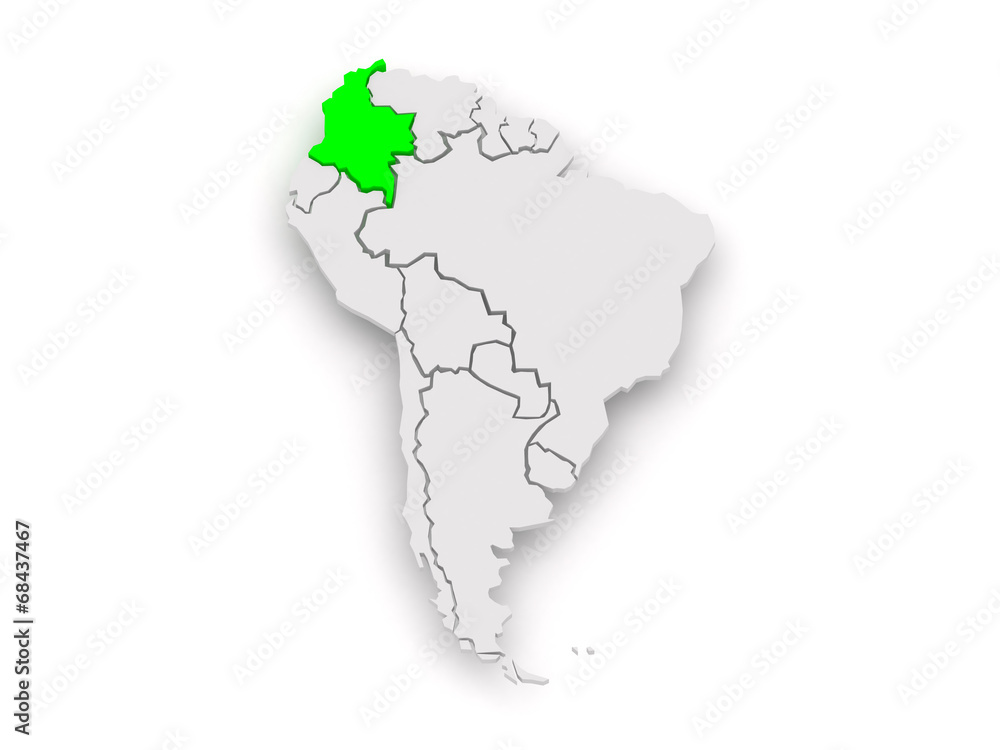 Fototapeta premium Map of worlds. Columbia.