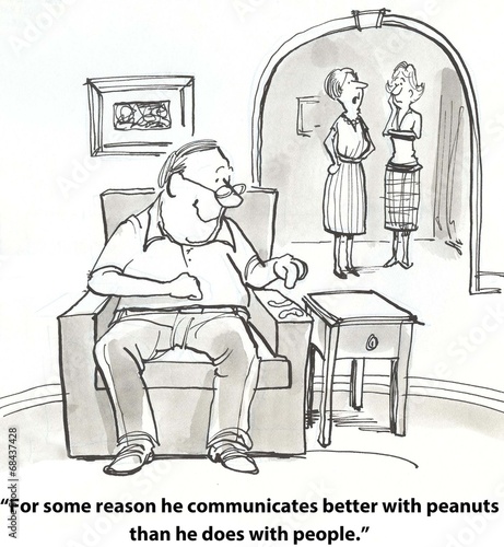 Bild auf Leinwand "... he communicates better with peanuts than with people."