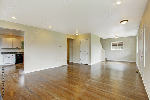 Soft ivory living room in empty house