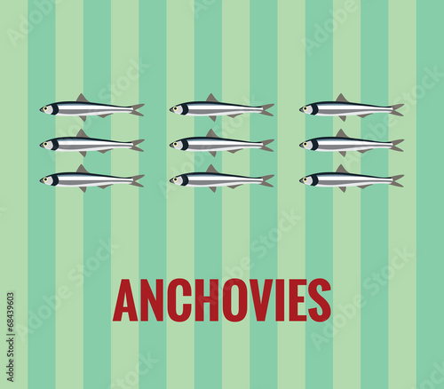 Anchovies - drawing on green background