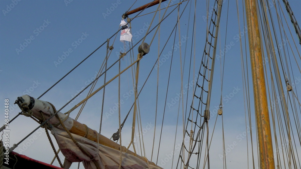 The ropes and the flag of the old viking ship GH4 4K UHD The ropes and the flag of the old viking ship GH4 4K UHD