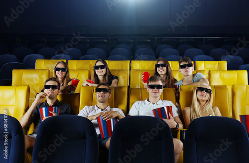 Young people watching movie...