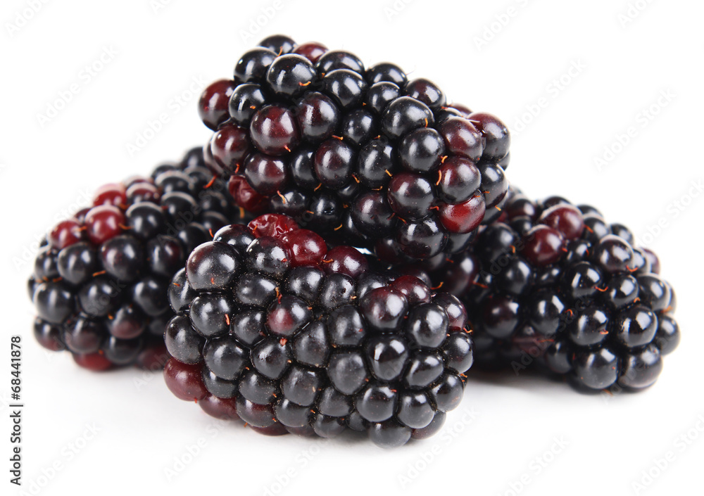 Delicious blackberries isolate on white Delicious blackberries isolate on white
