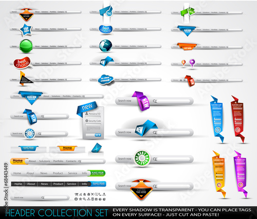 Big collection of headers and footers for your websites
