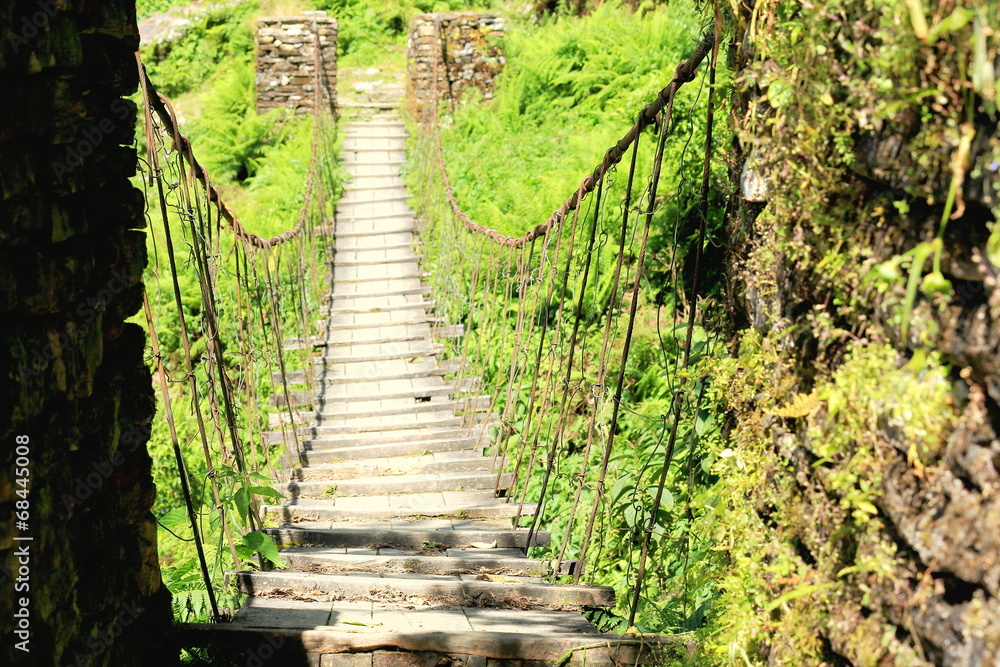 Suspension bridge on the Pitam Deurali-Tolka route. Nepal. 0557