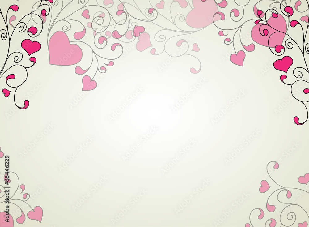 Hearts and swirls on a light background Hearts and swirls on a light background