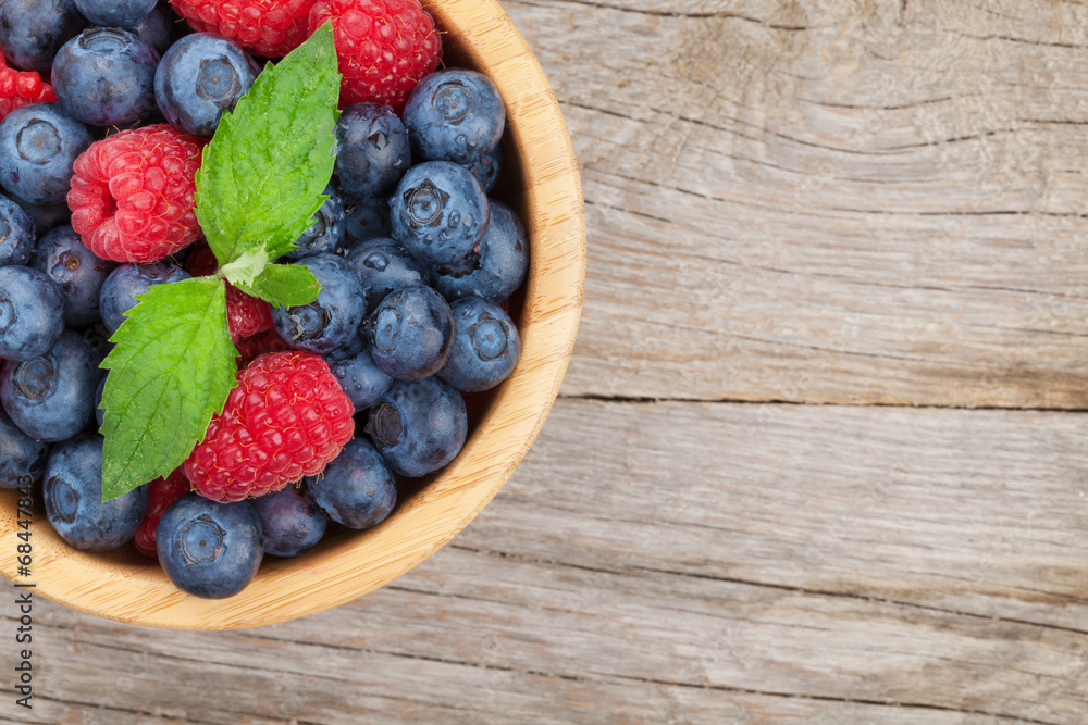 Blueberries and raspberries