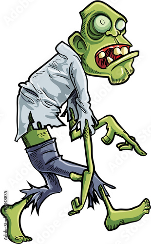 Cartoon stalking zombie with big eyes
