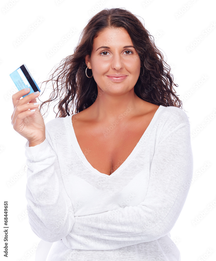 Portrait of a young woman holding credit card Portrait of a young woman holding credit card