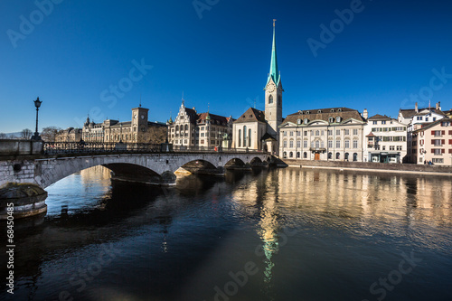 Beautiful view of Zurich and river Limmat, Switzerland