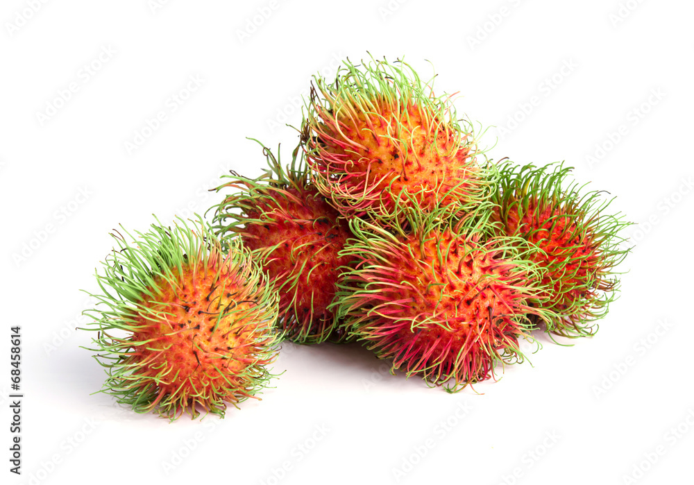 ambutan fruit with red shell isolated on white background ambutan fruit with red shell isolated on white background