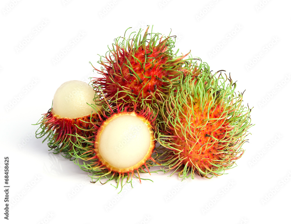ambutan fruit with red shell isolated on white background ambutan fruit with red shell isolated on white background
