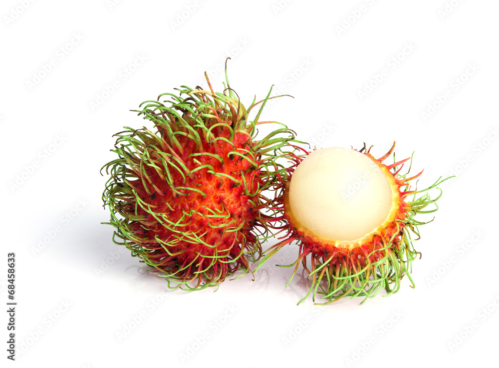 ambutan fruit with red shell isolated on white background ambutan fruit with red shell isolated on white background