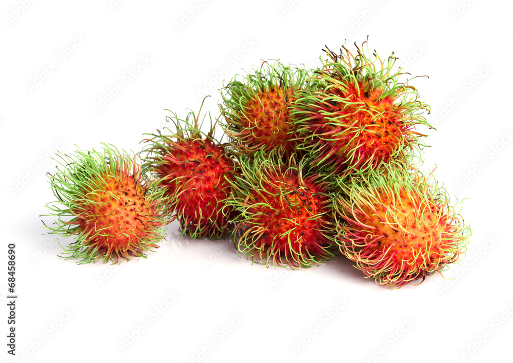 ambutan fruit with red shell isolated on white background ambutan fruit with red shell isolated on white background
