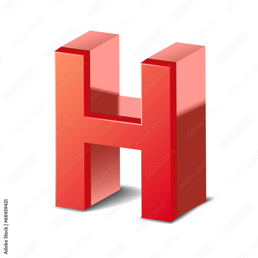 3d red letter H 3d red letter H