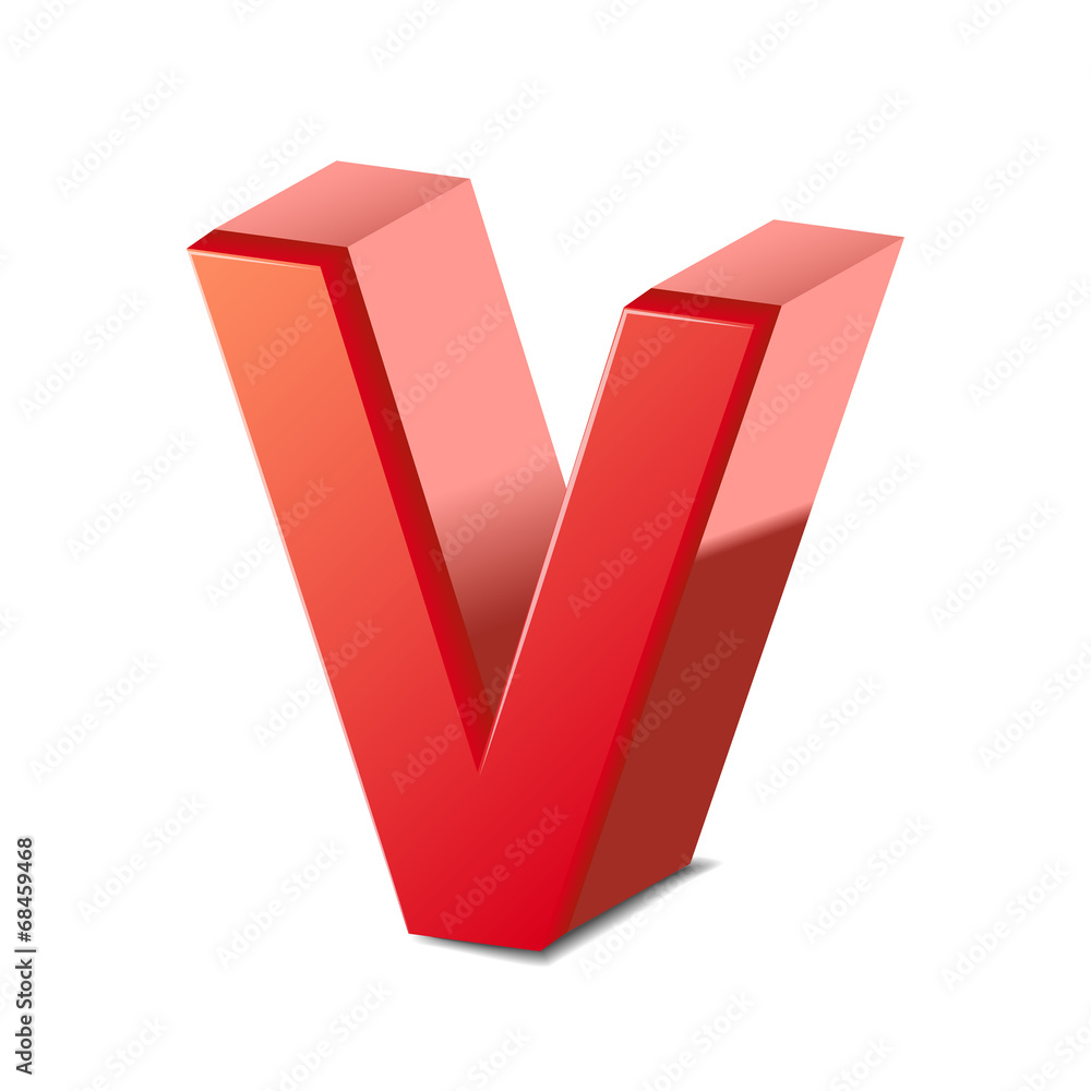 3d red letter V 3d red letter V
