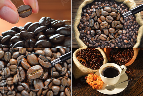 Collection of coffee cup and coffee beans