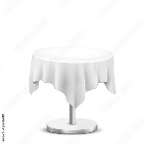 white round table with cloth