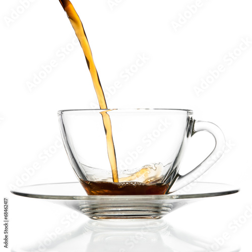 Pour coffee into glass cup.