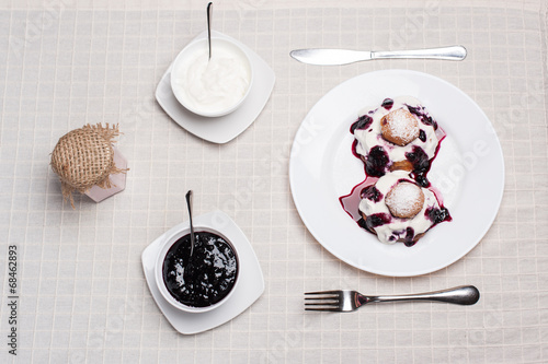 Donuts with jam and cream