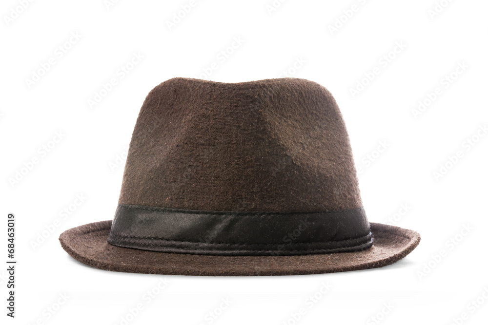 Brown hat isolated on white - obrazy, fototapety, plakaty 