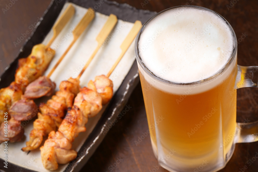 焼鳥とビール 焼鳥とビール