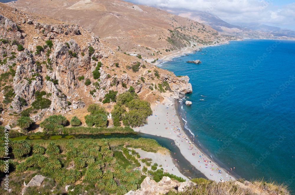 Preveli beach and lagoon on the Crete island, Greece. Preveli beach and lagoon on the Crete island, Greece.