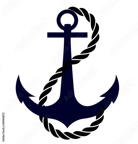 Vászonkép The Icon of anchor in sea color