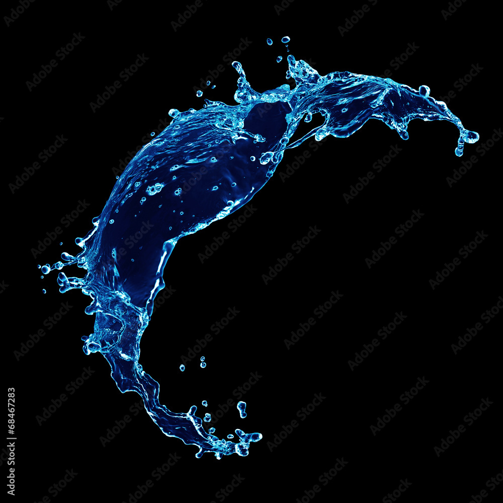blue water splash isolated on black background Stock Photo | Adobe Stock