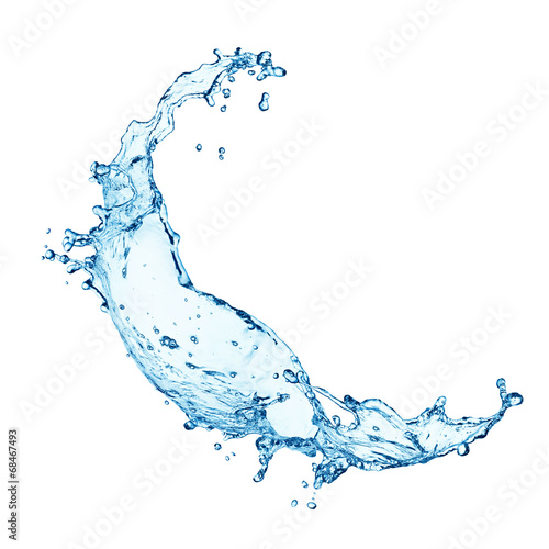 blue water splash isolated on white background