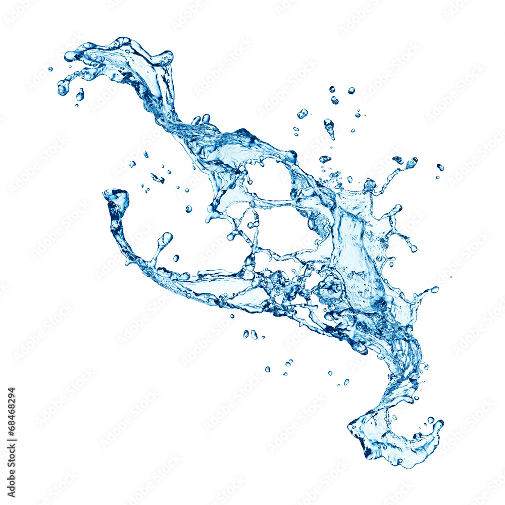 Fototapeta premium blue water splash isolated on white background