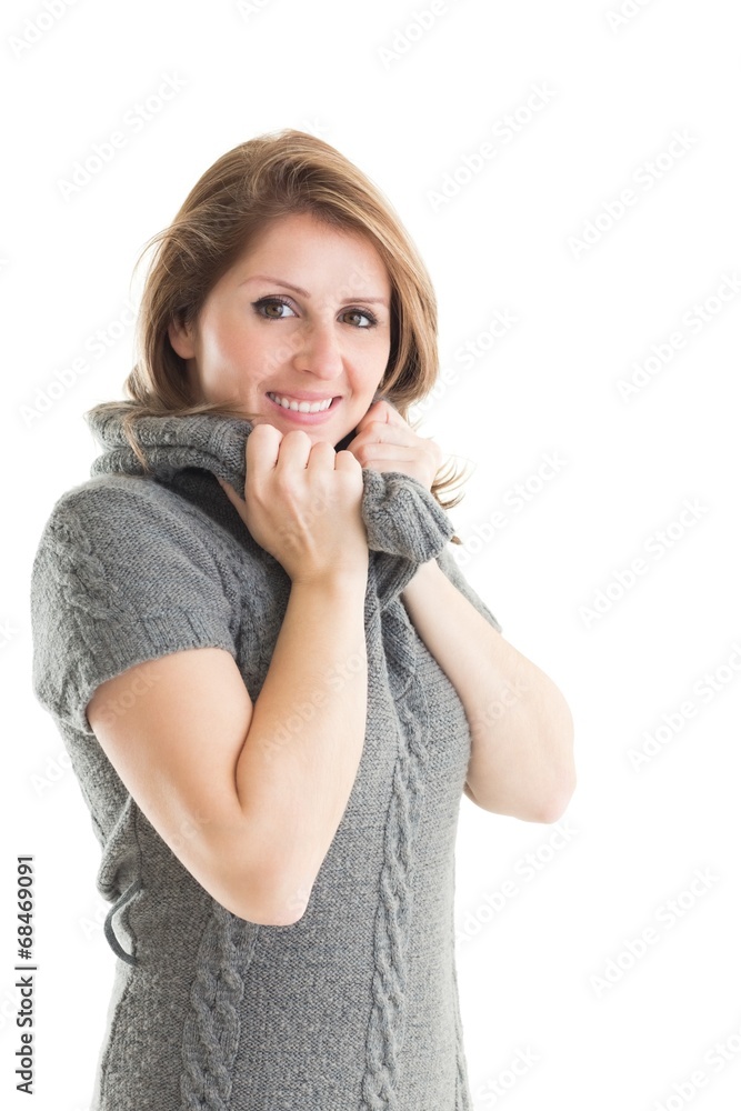 Portrait of woman in warm clothing