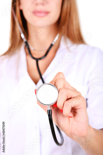 Young beautiful doctor isol...