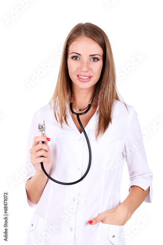 Young beautiful doctor isol...