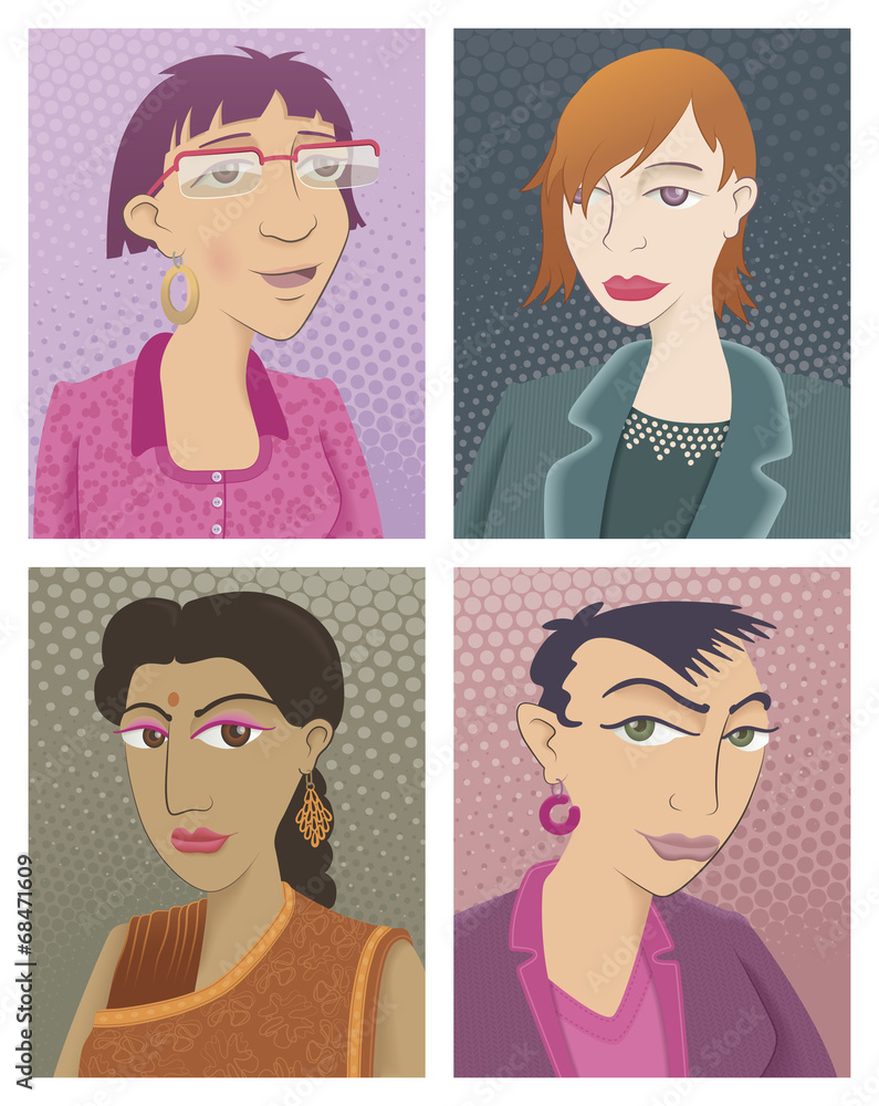 Obraz premium Four young women. Portrait of four young women