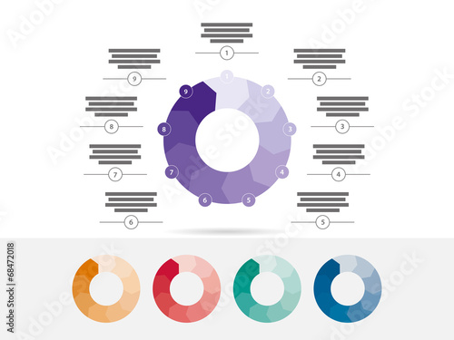 Nine sided presentation infographic diagram chart vector