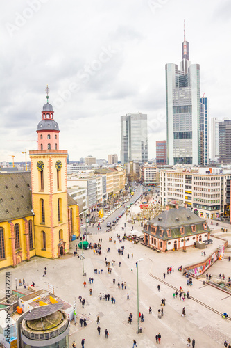 Skyline of Frankfurt with Hauptwache and the plaza