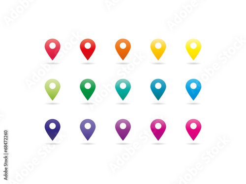 Collection of colorful rainbow spectrum map pointer icons