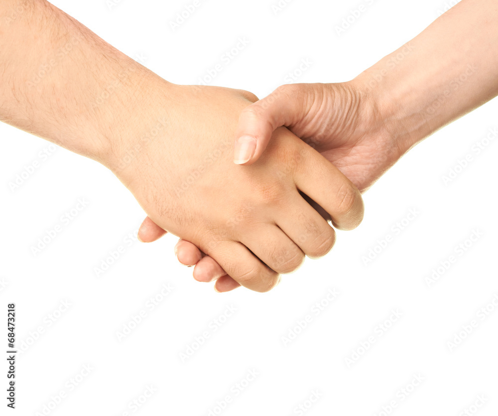 Male and female caucasian hands isolated