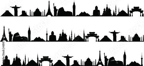 Travel the world monuments concept