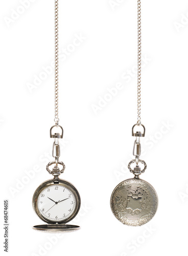 Closed and opened pocket watch